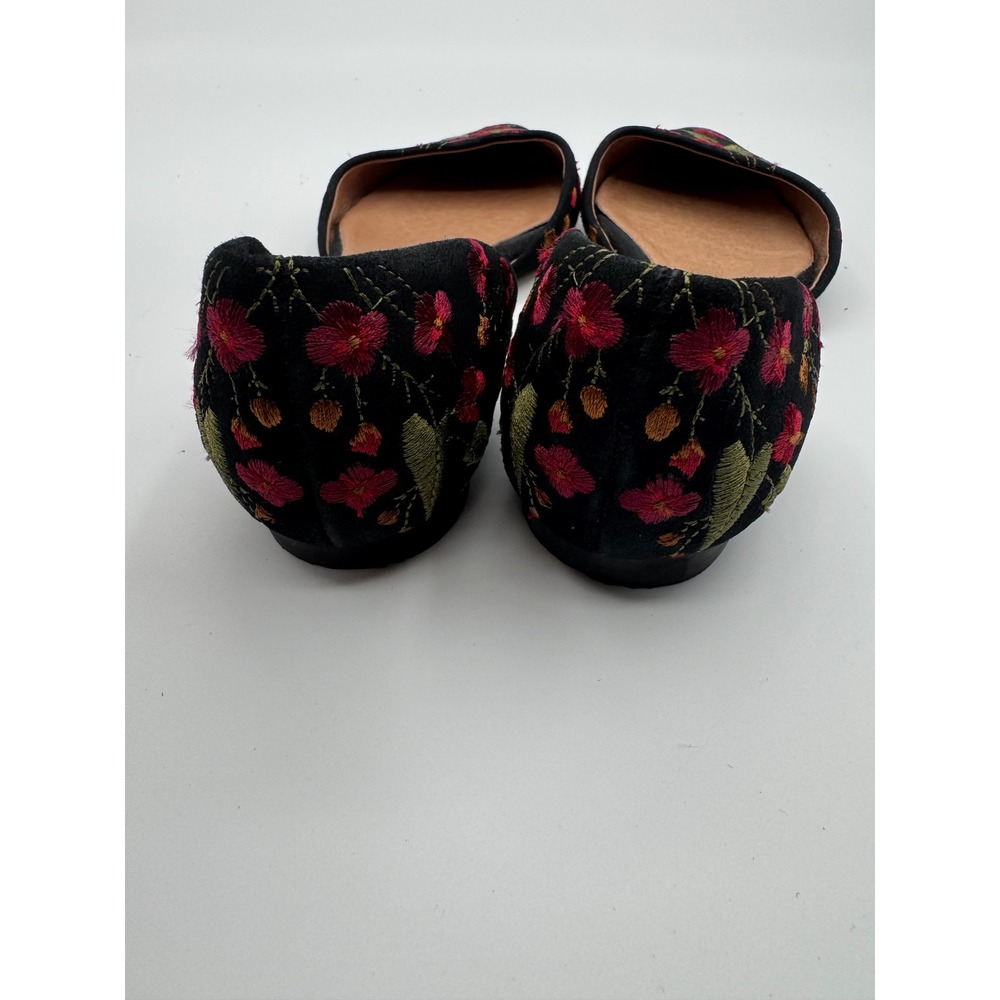 J. Jill Embroidered Floral d'Orsay Flats Black Pointed Toe Shoes 6.5 - Picture 5 of 6